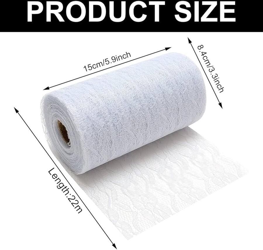 Elegante witte kant tafelloper 15 cm breed perfect voor bruiloften en evenementen