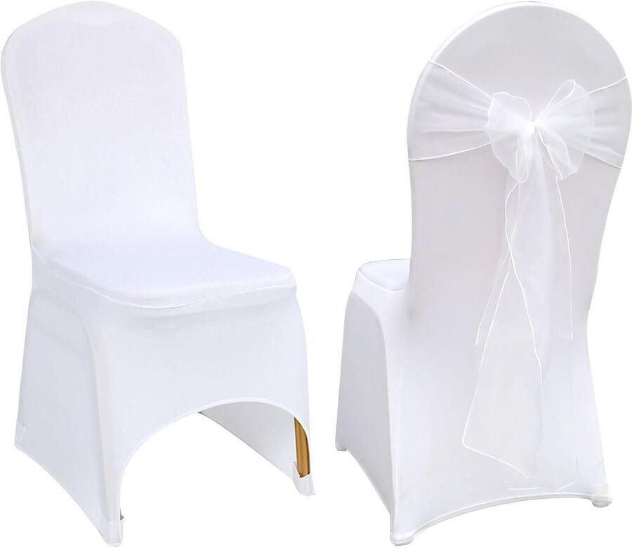 Elegante Witte Stoelhoezen voor Bruiloft en Feest 2 Stuks Stretch en Universeel