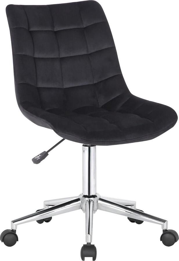Goodivery Elegante Zwarte Bureaustoel met Fluweelzachte Bekleding en Verstelbare Hoogte voor Thuiswerkplek