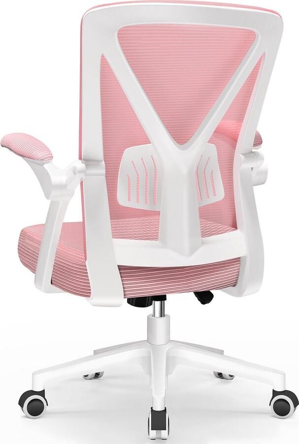 Elekiatech Ergonomische Bureaustoel Bureaustoelen voor Volwassenen 150 Kg Roze wit
