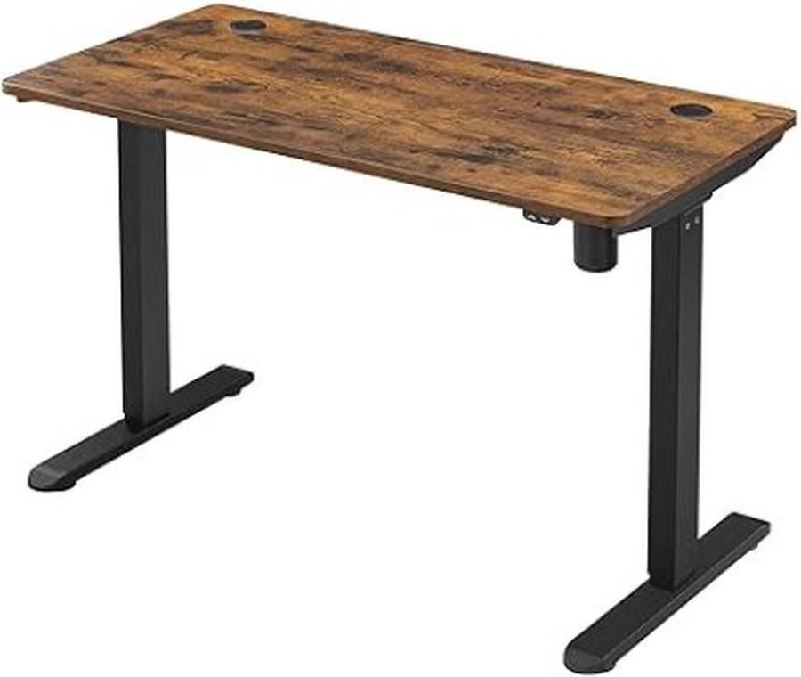 ZAZA Home Elektrisch bureau in hoogte verstelbaar bureaustraam bureautafel met motor 120 x 60 x (73-114) cm staal vintage bruin zwart