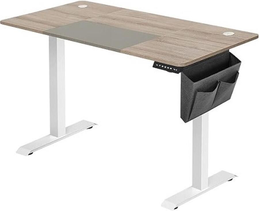 ZAZA Home Elektrisch bureau zitstandaard verstelbaar bureau stepless verstelbare geheugenfunctie met 4 hoogten impactbescherming 140 x 60 x (72-120) cm White-Grey BU