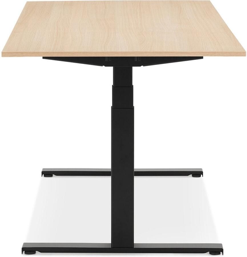 Elektrisch Ergonomisch Bureau Verstelbaar Verbeterde iviteit Zwart Natuurlijk Hout