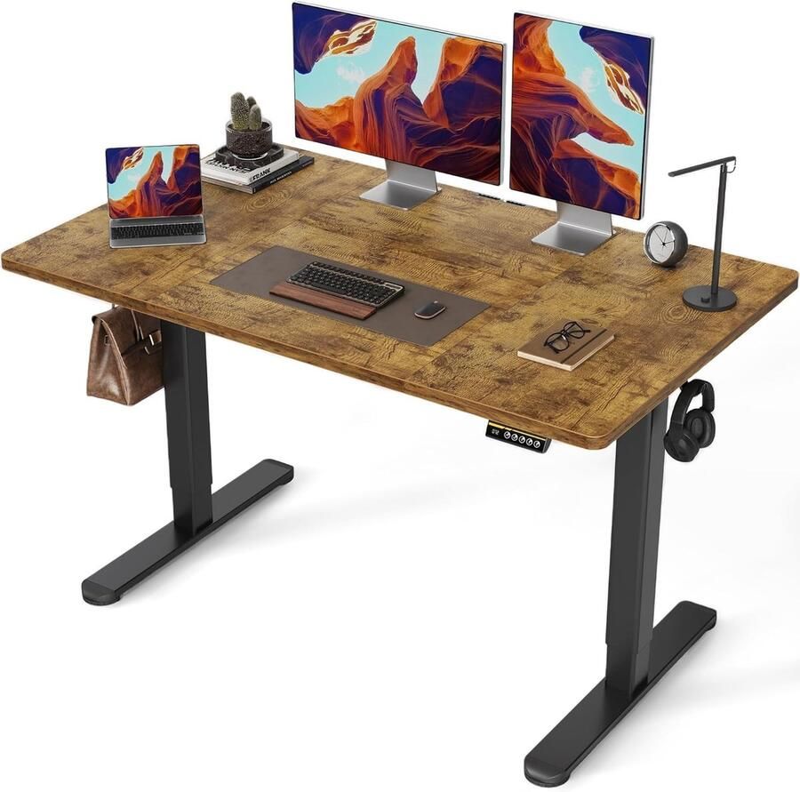 Elektrisch Hoogteverstelbaar Bureau met Kabelbeheer en Geheugenfunctie Ergonomisch Sta-Zit Bureau voor Thuiswerk