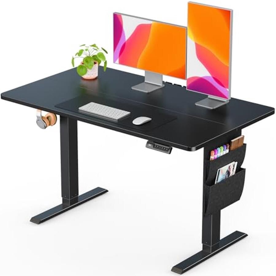 Elektrisch In hoogte verstelbaar bureau 120 x 60 cm met geheugenfunctie en opbergtas