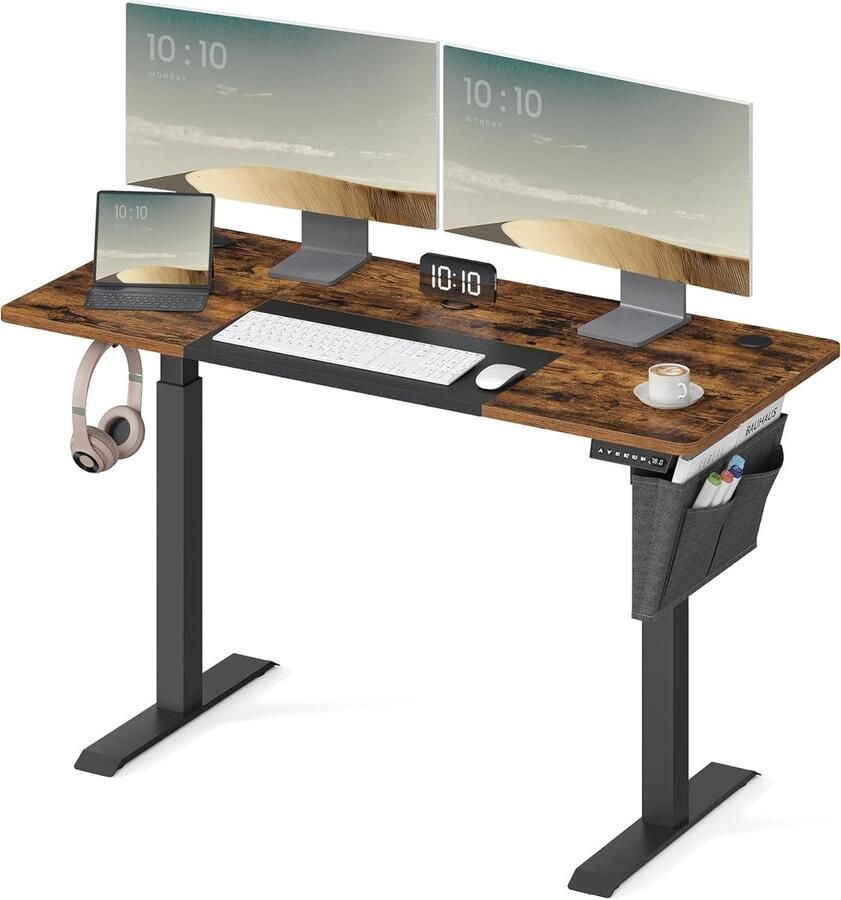 Elektrisch in hoogte verstelbaar bureau 60 x 140 cm Geheugenfunctie Vintage Bruin