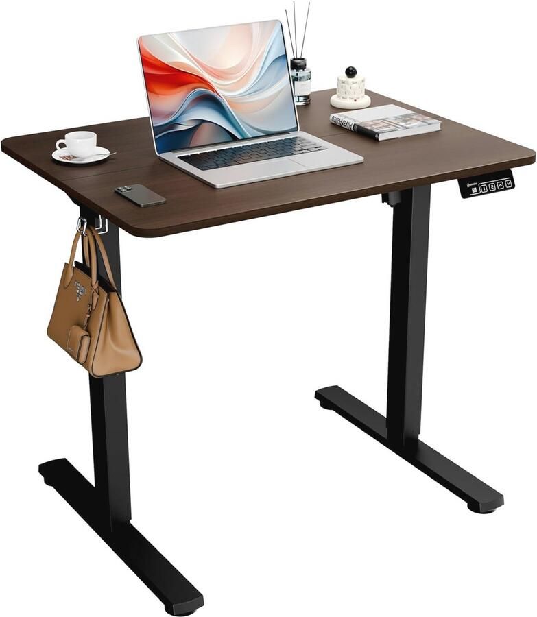 Elektrisch in hoogte verstelbaar bureau 80x60 cm – Ergonomische sta-zit tafel met splitplaat