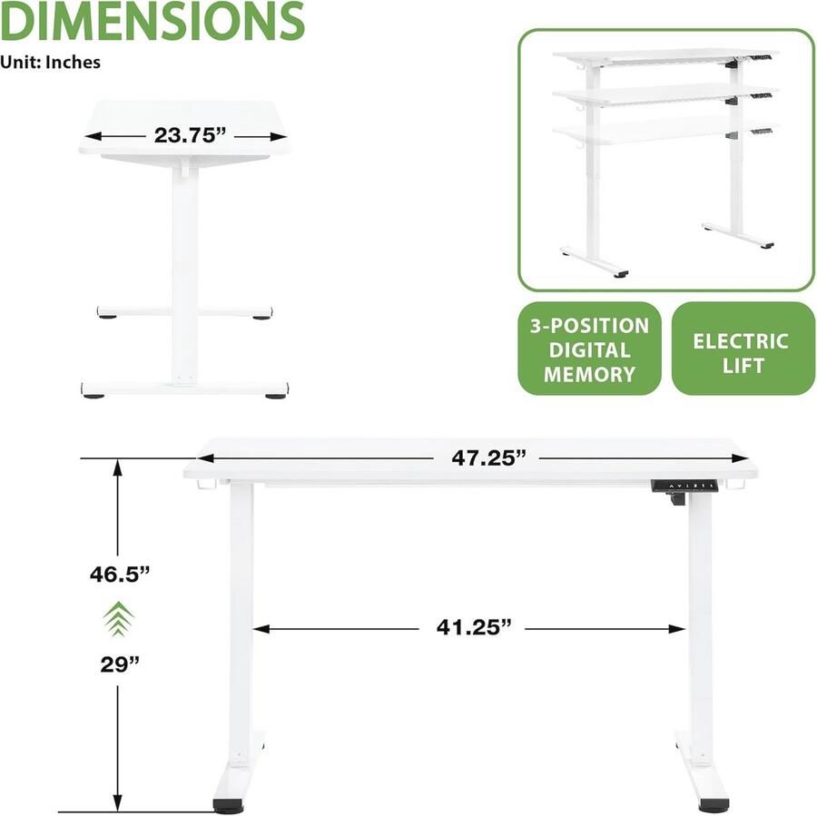 Elektrisch In Hoogte Verstelbaar Bureau met Haak Zit-Sta Bureau voor Thuiswerk
