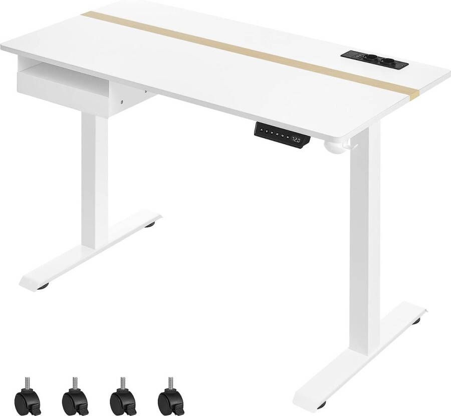 ZAZA Home Elektrisch In Hoogte Verstelbaar Bureau Met Memoryfunctie Bureaublad 60 X 120 Cm Traploos Verstelbaar 4 Hoogtes Wit