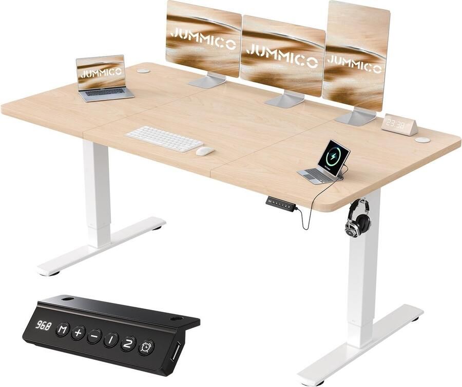 Elektrisch In Hoogte Verstelbaar Bureau met USB Oplaadpoort Ergonomisch Bureau 160 x 70 cm