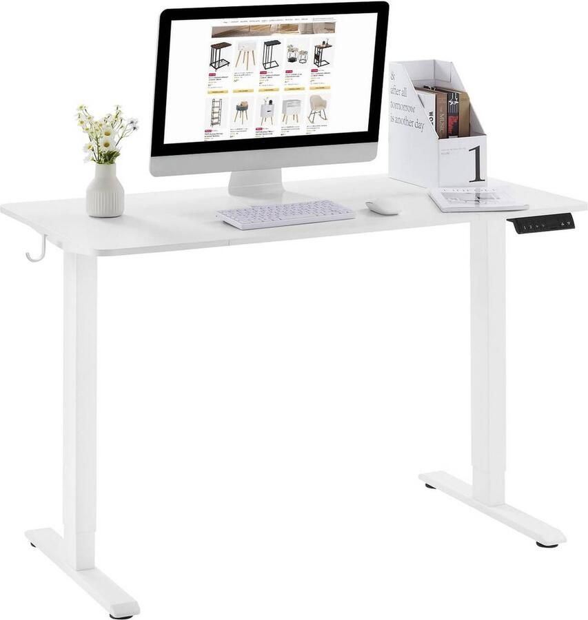 Rootz Living Rootz Elektrisch in hoogte verstelbaar bureau Sta-bureau Zit-sta-bureau Gezondheidsvoordelen 120 cm x 60 cm T-vormig stalen frame