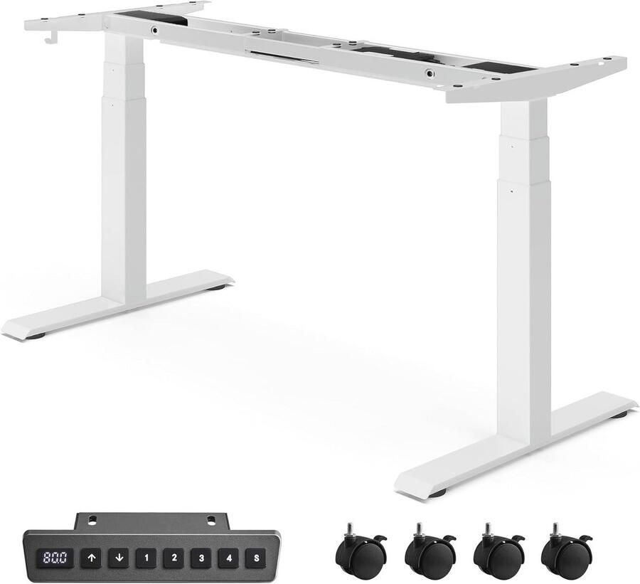 Rootz Living Rootz Elektrisch Sta-bureau In Hoogte Verstelbaar Bureau Zit-Sta Bureau Stalen Frame 68cm x (110-180cm) x (60-125cm) Wit 45dB 35 mm s