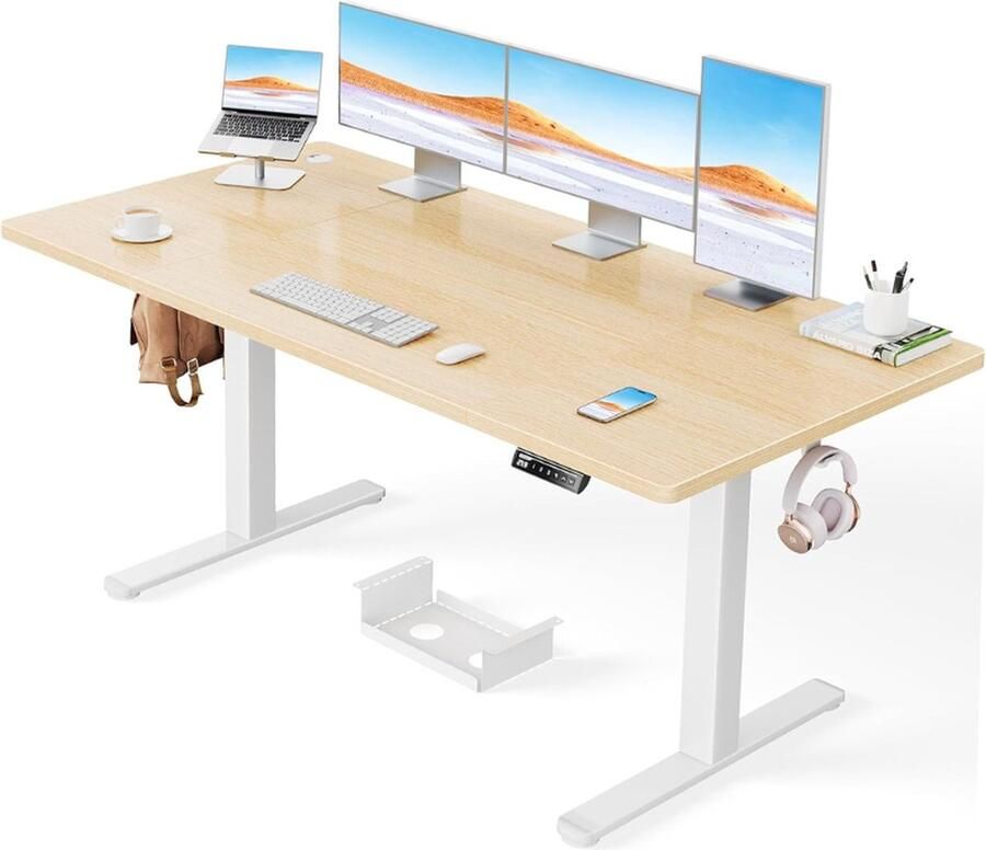 Elektrisch In Hoogte Verstelbaar Zit Sta Bureau Geheugenfunctie Computer Bureau voor Thuiswerk Natuurlijk