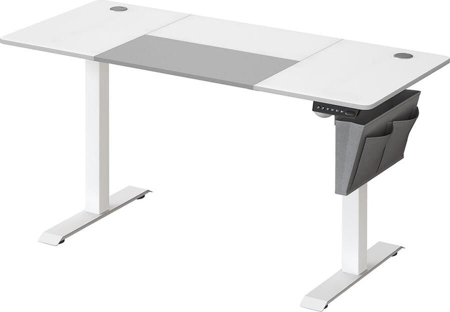 Rootz Living Rootz Elektrisch Stabureau In Hoogte Verstelbaar Bureau Zit Sta Bureau Spaanplaat Stalen Frame 60cm x 140cm x (72-120cm) Wit Grijs