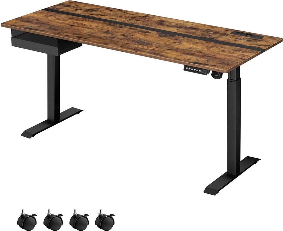 Rootz Living Rootz Elektrisch Sta-bureau Verstelbaar Bureau Zit-sta-bureau Spaanplaat massief staal 70 cm x 160 cm x 72-120 cm Fluisterstil 1 5 cm dikte
