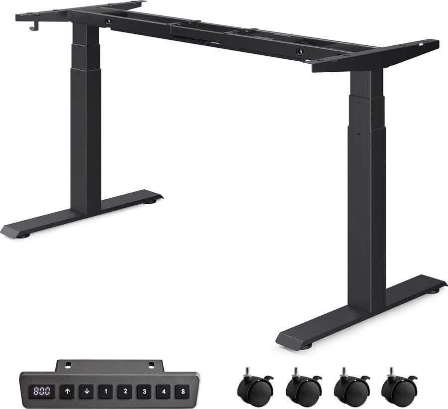 Rootz Living Rootz Elektrisch Sta-bureau Converter Zit-sta-bureau In hoogte verstelbaar bureau Stalen frame Zwart 68 cm x (110-180) cm x (60-125) cm Stille werking Snelle aanpassing 28 3 kg 100 kg capaciteit
