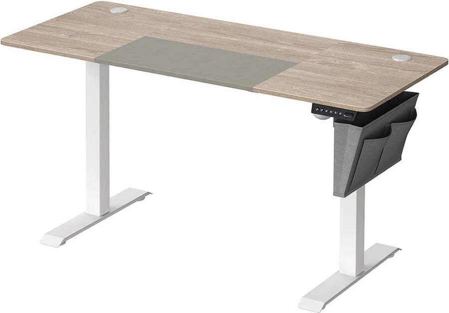 Rootz Living Rootz Elektrisch Sta-bureau Wit-Greige Verstelbaar bureau Spaanplaatstaal Niet-geweven stof 60 cm x 140 cm x (72-120) cm Bescherming tegen oververhitting Ingebouwde sensor Max. belasting 80 kg
