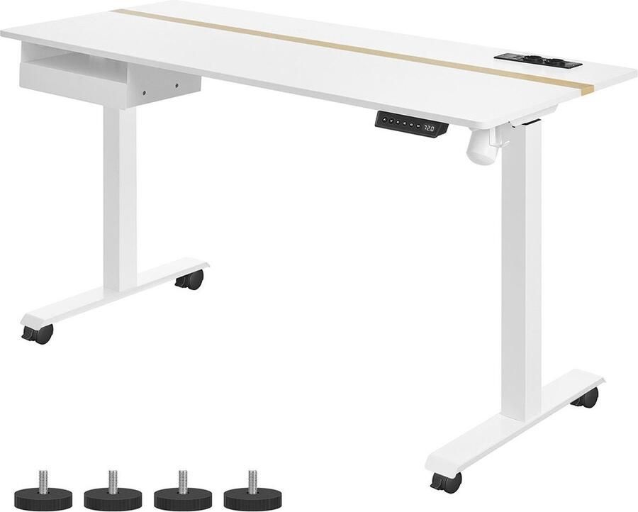 Rootz Living Rootz Elektrisch sta-bureau Witte statafel Bureau in hoogte verstelbaar Bureau van spaanplaatstaal Stille motor Snelle aanpassing 60 cm x 140 cm x (72-120) cm Tafelblad van 1 5 cm Gewicht 31 6 kg Laadvermogen 80 kg