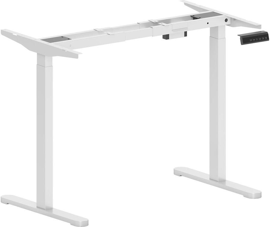 Elektrisch Verstelbaar Bureau – Zonder Blad – In Hoogte (70 tot 118 cm) & Breedte Verstelbaar (83 tot 130 cm) – Met Geheugenfunctie & Dubbele Motoren – Staal – Wit