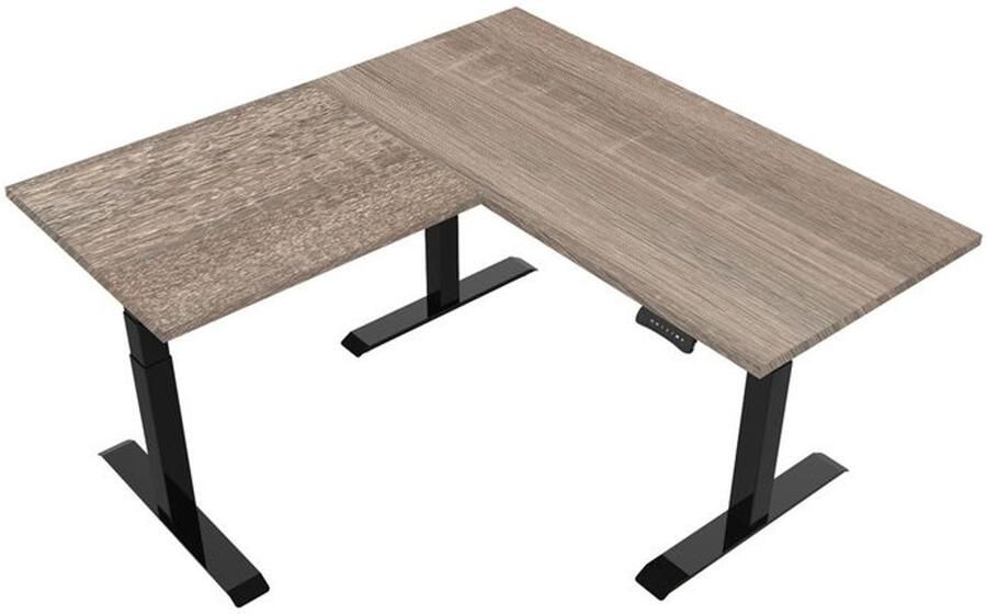 Euroseats Elektrisch verstelbaar bureau Robson eik Hoek zit-sta frame zwart