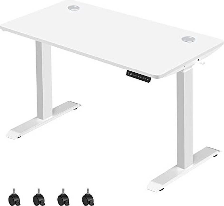 Elektrisch Zit Sta Bureau – in hoogte verstelbaar – Met wielen – 120 x 60 cm – wit