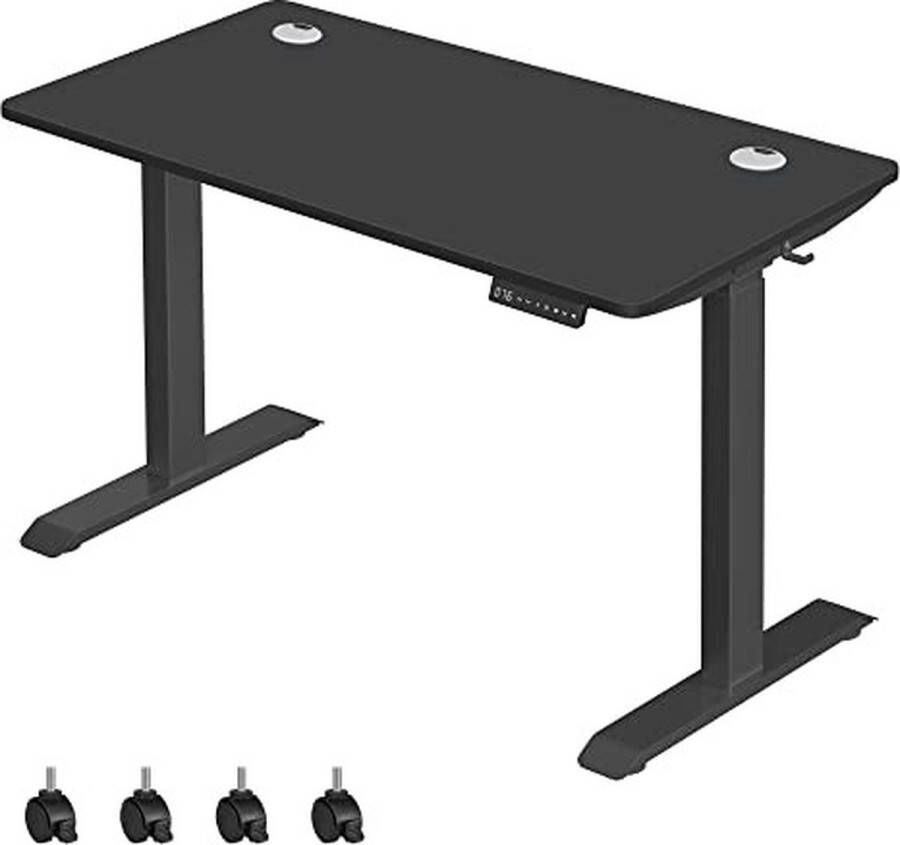 Elektrisch Zit Sta Bureau in hoogte verstelbaar met wielen 120 x 60 cm zwart