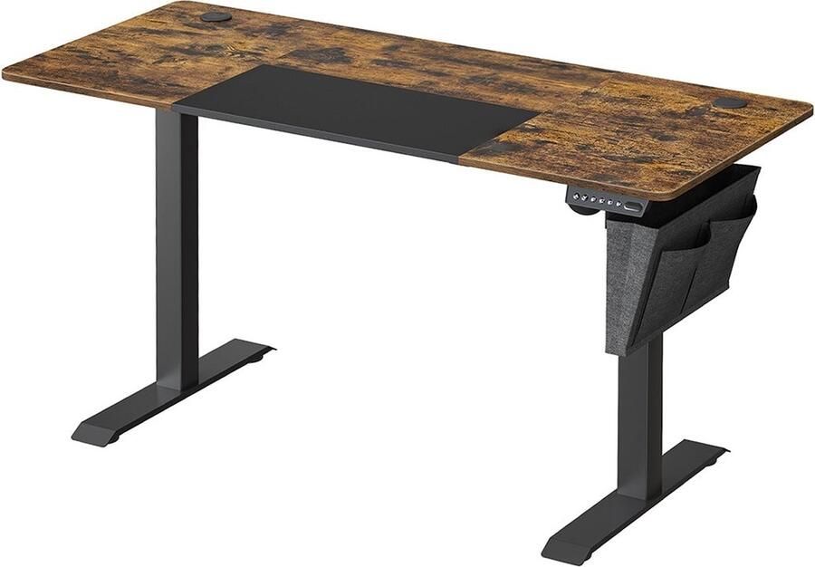 Rootz Living Rootz Elektrische Bureaustandaard Verstelbaar Bureau Sta-bureau Vintage Bruin-Zwart Spaanplaat en Staal In Hoogte Verstelbaar Opbergvak Geluidsarm 140cm x 60cm x (72-120)cm - Foto 2