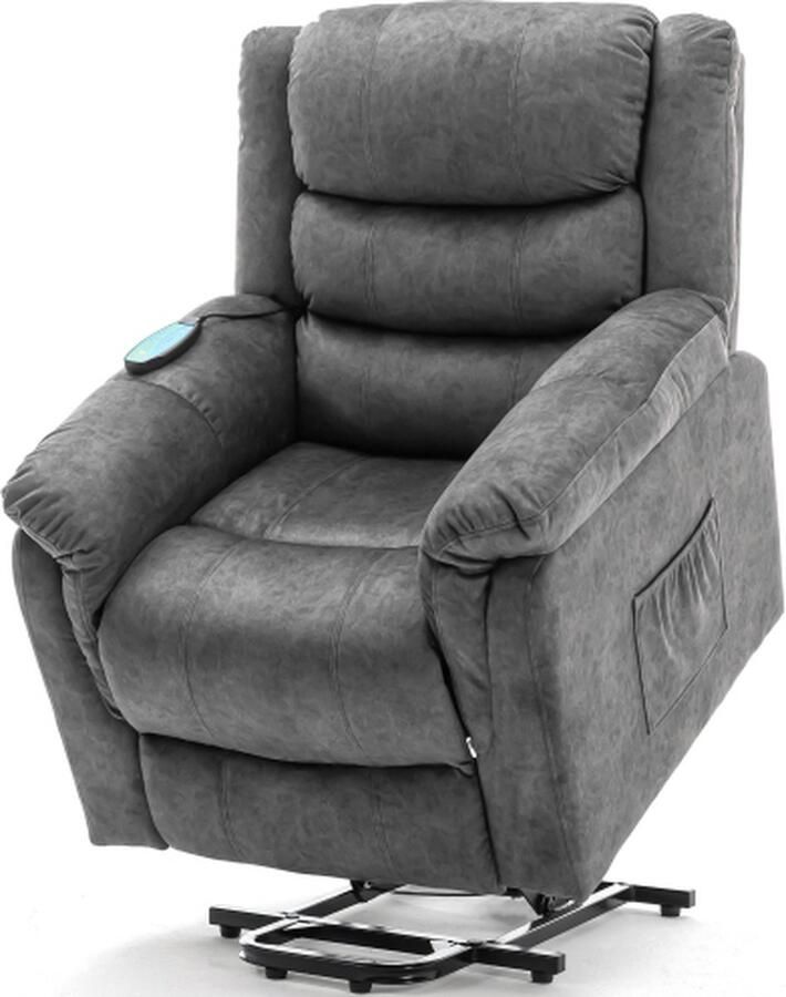 GOTAGEE Elektrische massage-lift fauteuil Verwarmingsfunctie Grijs stofbank