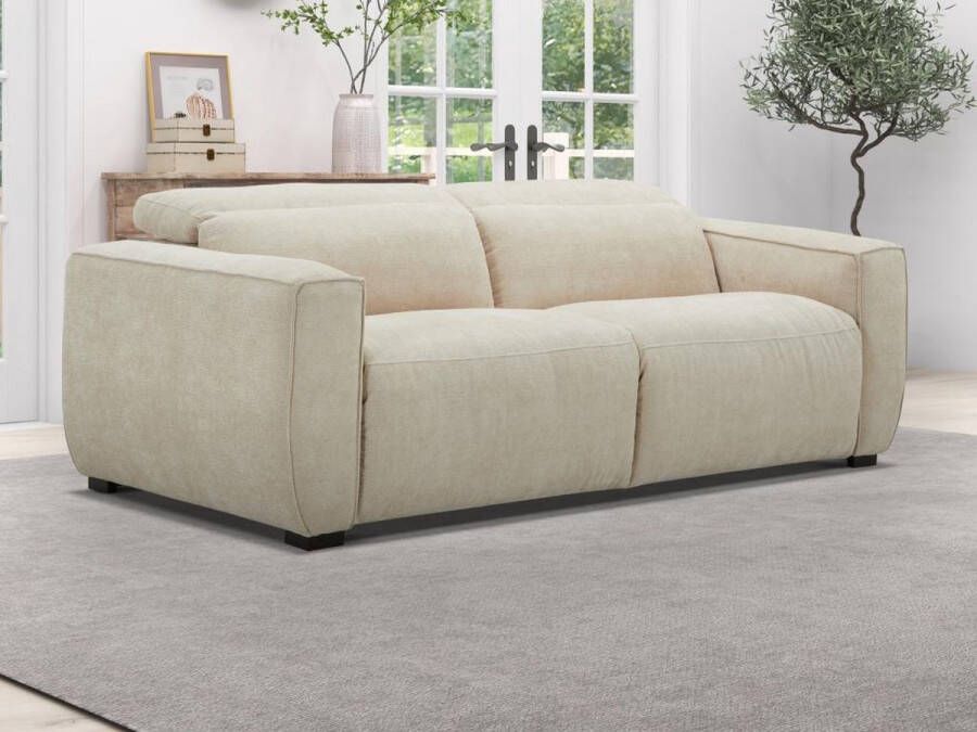 Maison Céphy Elektrische relax-driezitsbank van beige stof LAGUNDI L 213 cm x H 70 cm x D 114 cm - Foto 1