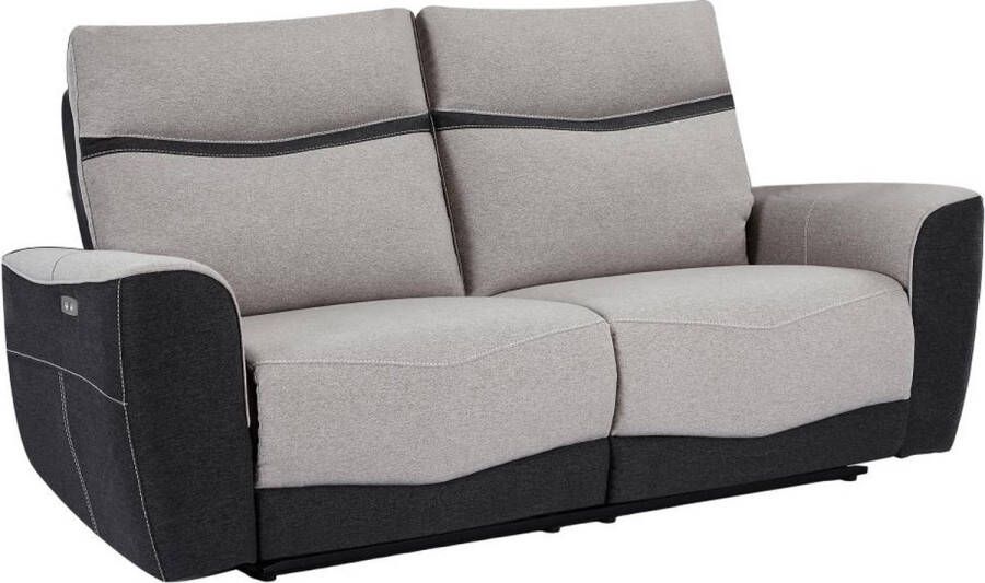 Vente-unique Elektrische relax-driezitsbank van grijze en antracietkleurige stof DAMON L 208 cm x H 102 cm x D 90 cm