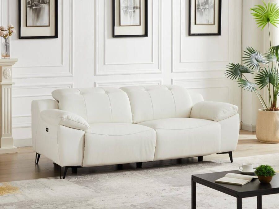 LINEA SOFA Elektrische relax-driezitsbank van wit leer ROVETO L 209 cm x H 78 cm x D 112 cm - Foto 2