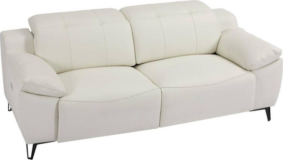 LINEA SOFA Elektrische relax-driezitsbank van wit leer ROVETO L 209 cm x H 78 cm x D 112 cm