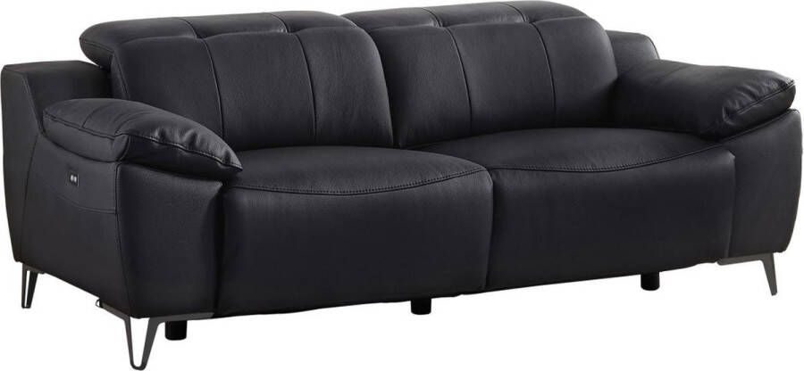 LINEA SOFA Elektrische relax-driezitsbank van zwart leer ROVETO L 209 cm x H 78 cm x D 112 cm - Foto 2