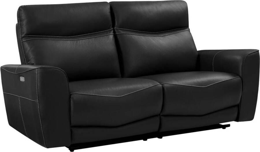 Elektrische relax-driezitsbank van zwart vaarsleer DAMON L 208 cm x H 102 cm x D 90 cm - Foto 2