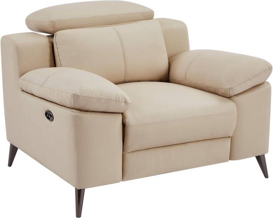 Elektrische relax-fauteuil van beige leer MAROTI L 114 cm x H 80 cm x D 103 cm