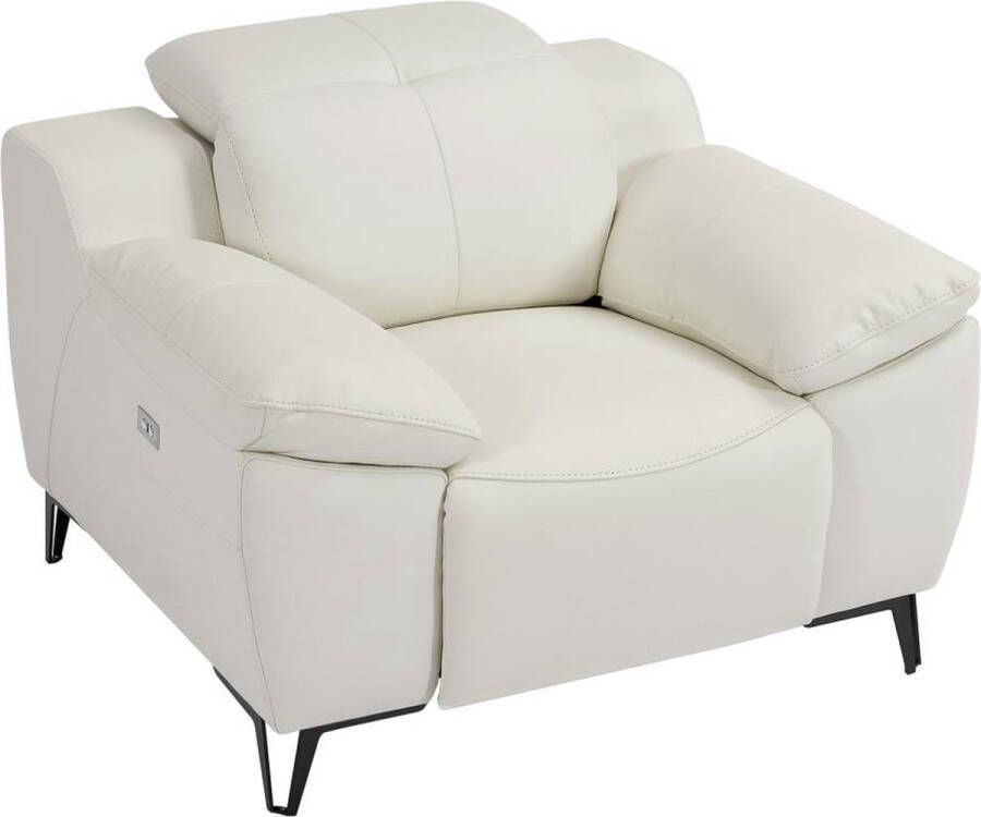 Vente-unique LINEA SOFA Elektrische relax-fauteuil van wit leer ROVETO L 115 cm x H 78 cm x D 112 cm - Foto 2