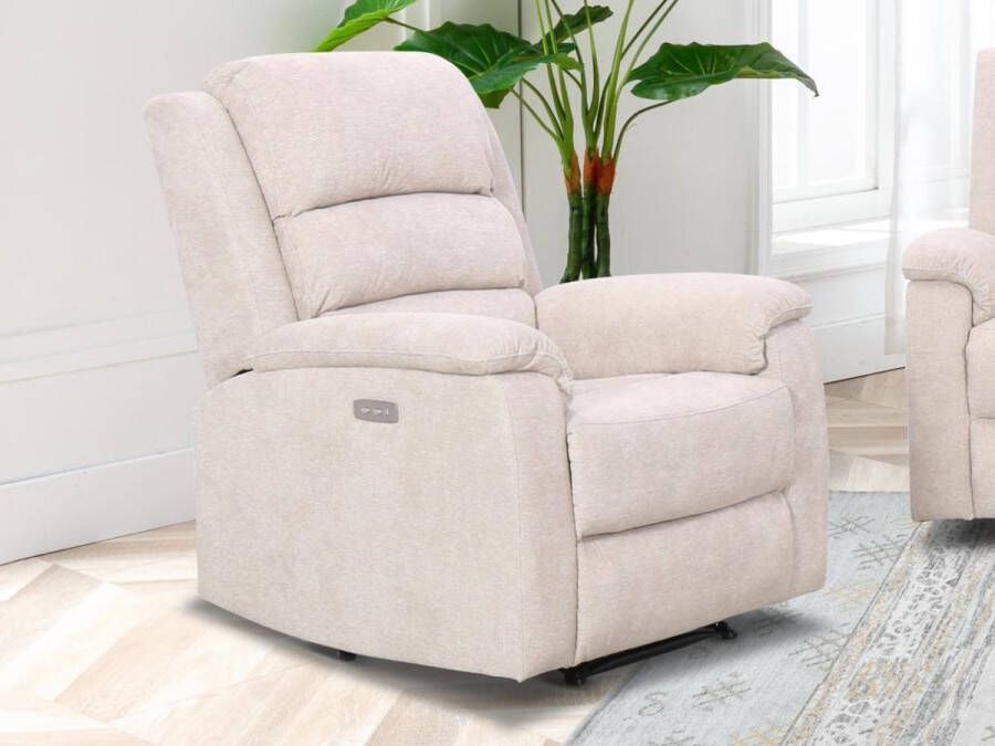 Vente-unique Elektrische relaxfauteuil van taupe stof NEVERS L 86 cm x H 103 cm x D 95 cm - Foto 1