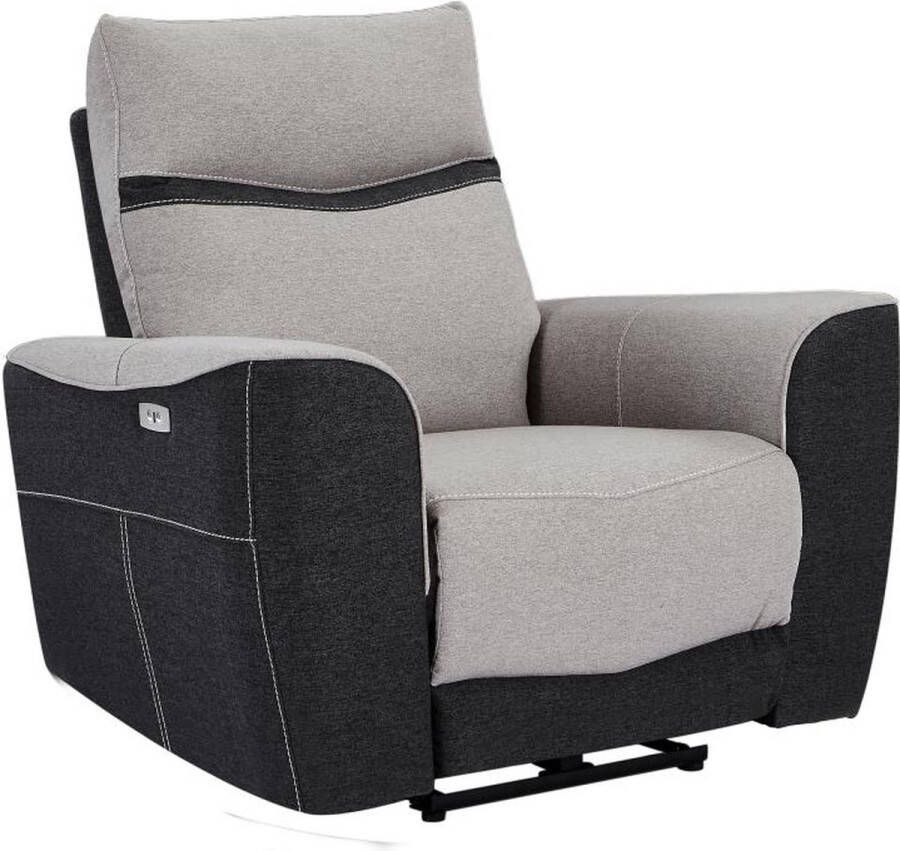 Vente-unique Elektrische relaxfauteuil van grijze en antracietkleurige stof DAMON L 108 cm x H 102 cm x D 90 cm