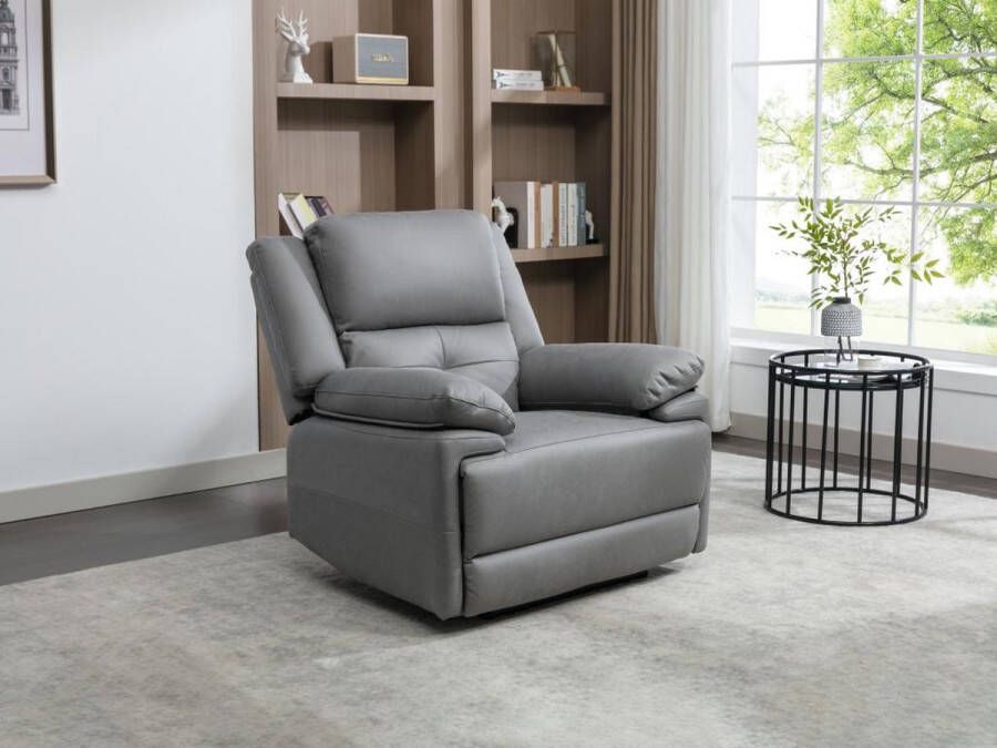 Vente-unique Elektrische relaxfauteuil van grijze stof DOLENE L 96 cm x H 101 cm x D 93 cm - Foto 2