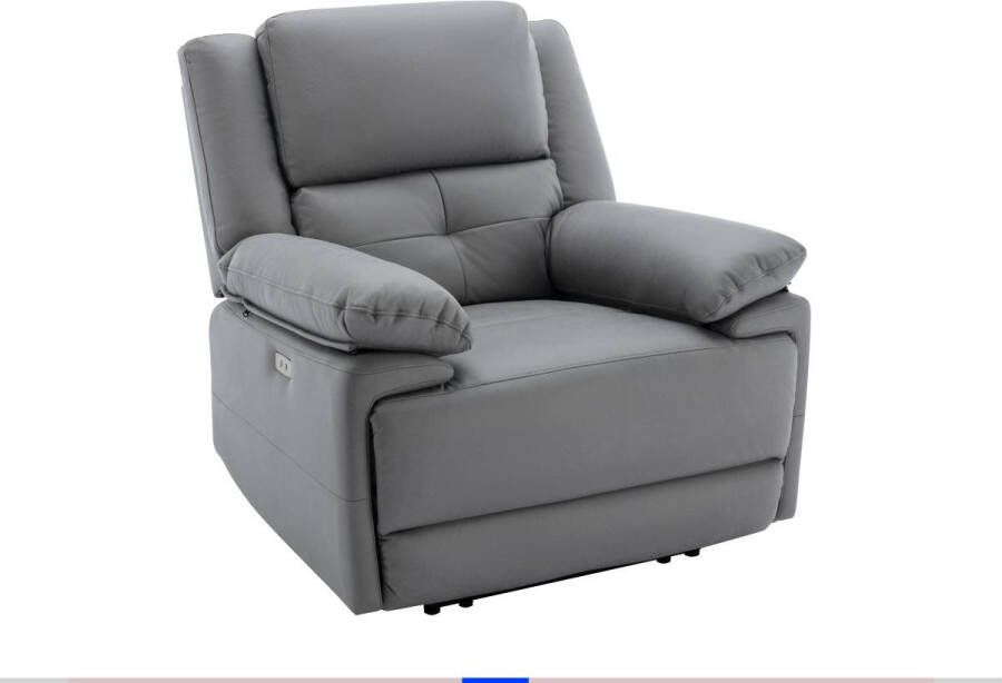 Vente-unique Elektrische relaxfauteuil van grijze stof DOLENE L 96 cm x H 101 cm x D 93 cm