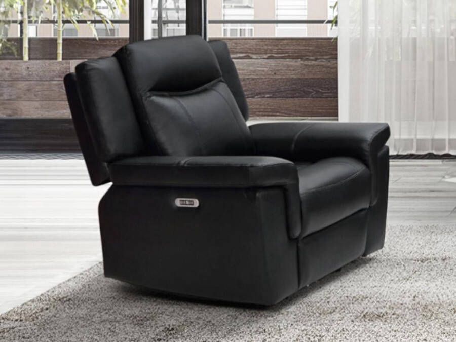 Elektrische relaxfauteuil van leer KENNETH Zwart L 97 cm x H 98 cm x D 93 cm