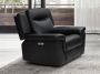 LINEA SOFA Elektrische relaxfauteuil van leer KENNETH Zwart L 97 cm x H 98 cm x D 93 cm - Thumbnail 1