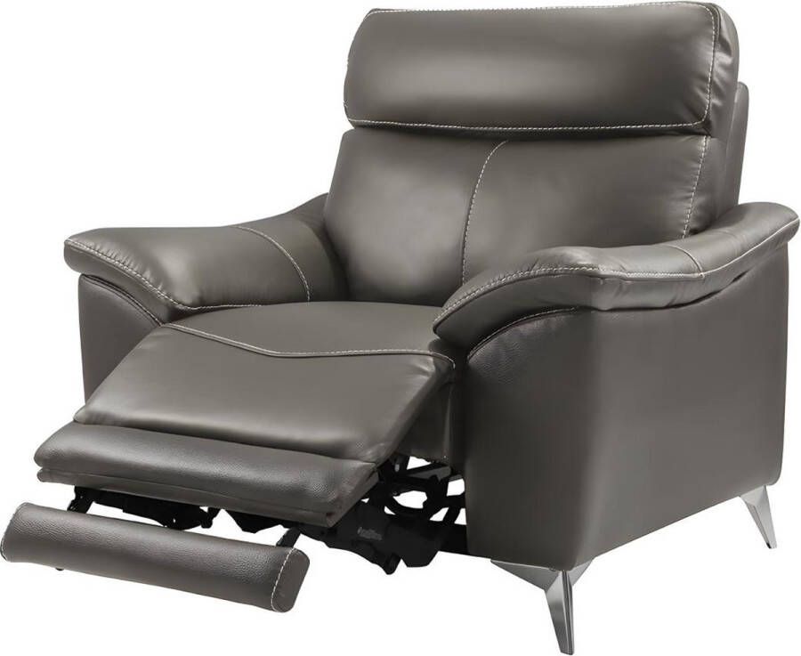 Elektrische relaxfauteuil van leer METRONOMYA Taupe L 107 cm x H 102 cm x D 94 cm