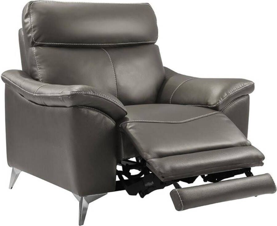 LINEA SOFA Elektrische relaxfauteuil van leer METRONOMYA Taupe L 107 cm x H 102 cm x D 94 cm