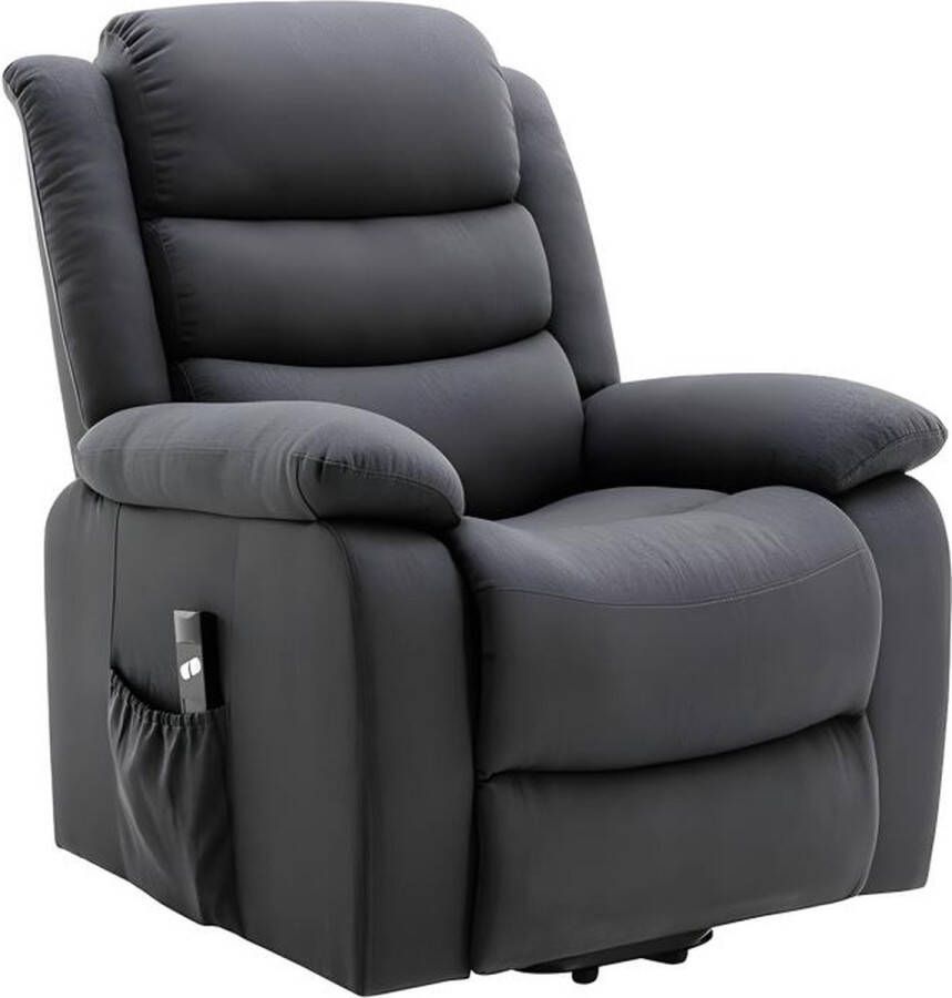 Vente-unique Elektrische relaxfauteuil van stof Antraciet NADINE L 94 cm x H 111 cm x D 86 cm - Foto 3