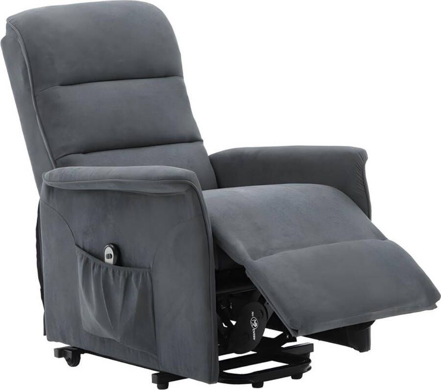 Vente-unique Elektrische relaxfauteuil van stof CAPUCINE Antraciet L 73 cm x H 100 cm x D 94 cm