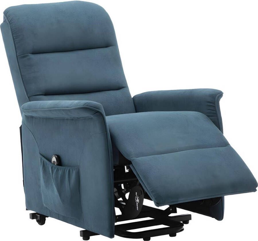 Elektrische relaxfauteuil van stof CAPUCINE Blauw L 73 cm x H 100 cm x D 94 cm