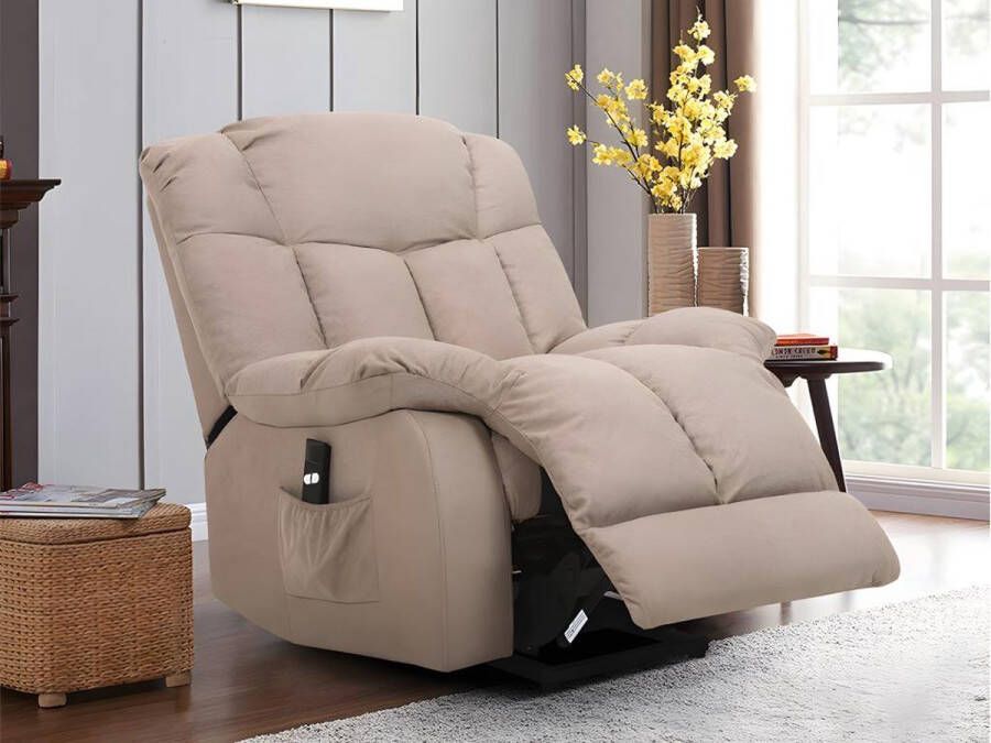 Elektrische relaxfauteuil van stof MELDOLA Beige L 96 cm x H 99 cm x D 95.5 cm