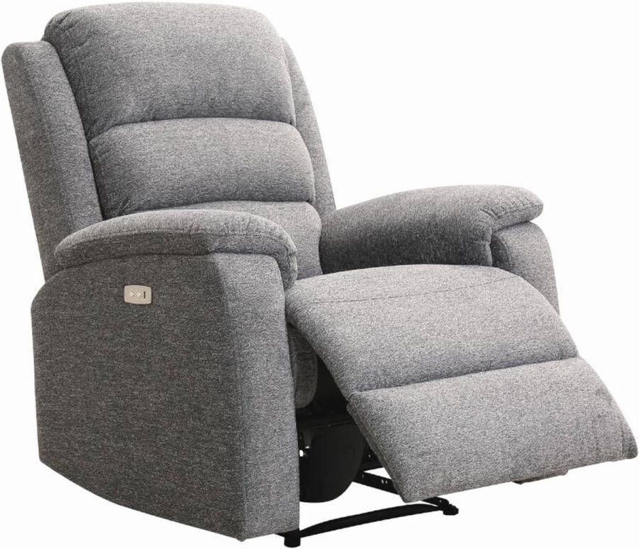 Vente-unique Elektrische relaxfauteuil van stof met plateau NEVERS Antraciet L 86 cm x H 103 cm x D 95 cm - Foto 1