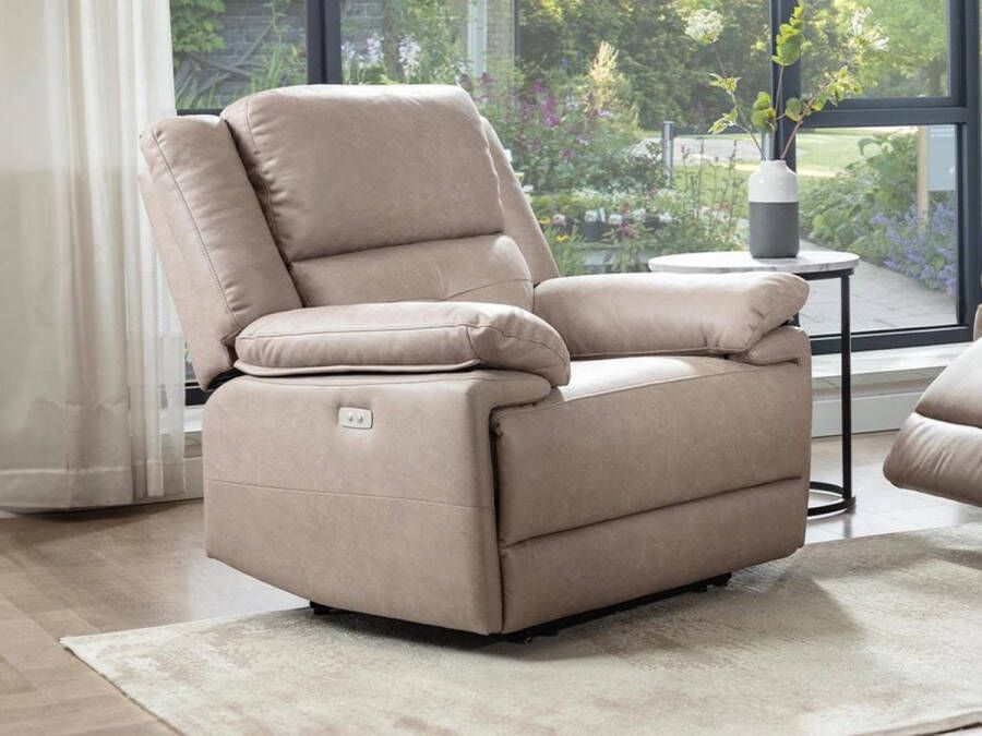 Vente-unique Elektrische relaxfauteuil van stof Taupe DOLENE L 96 cm x H 101 cm x D 93 cm - Foto 2